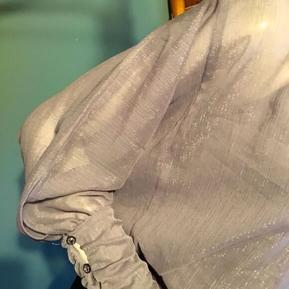 Grey metallic lavender Chiffon 2 in 1 Blouse - Picture 9 of 14